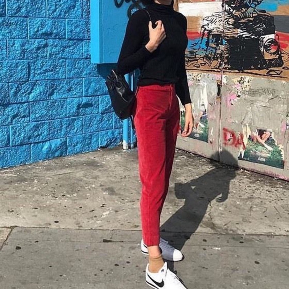 Red corduroy Brandy Melville Pants
